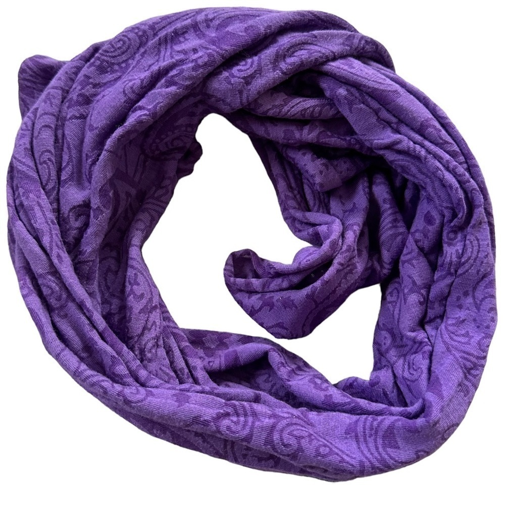 Purple Paisley Print Infinity Scarf 20” Wide